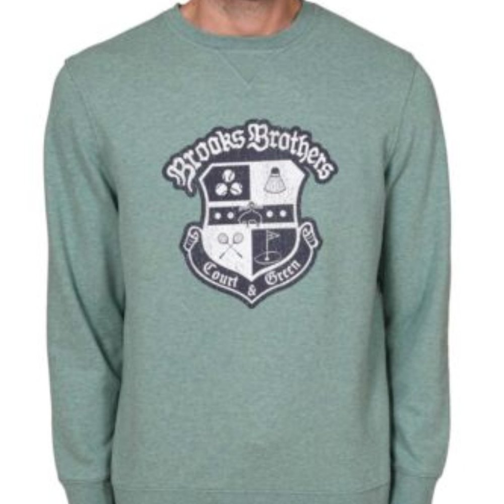 Brooks Brothers crest print crew sweatshirt
